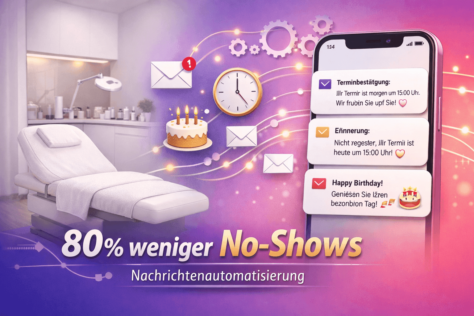 Nachrichtenautomatisierung für Kosmetikstudios: 80% weniger No-Shows durch automatische Erinnerungen