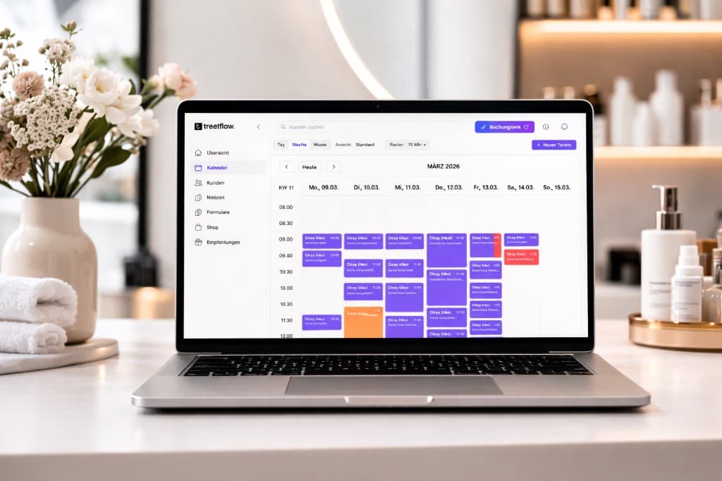 Treatflow Kalender im modernen Kosmetikstudio
