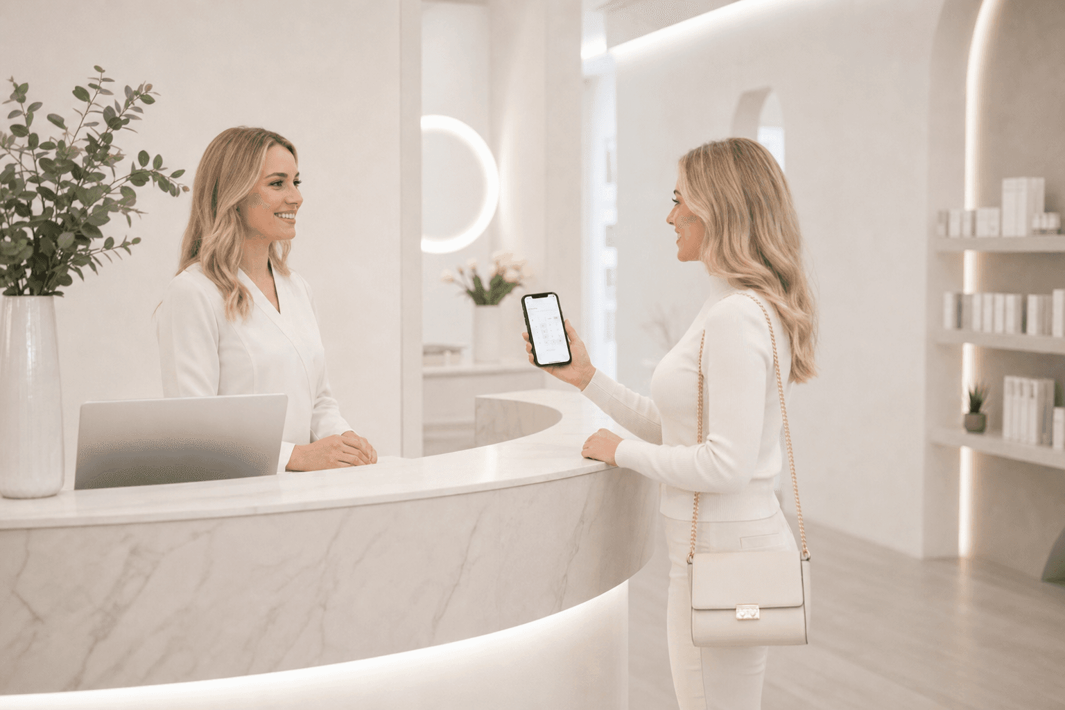 Client booking a beauty appointment on a smartphone