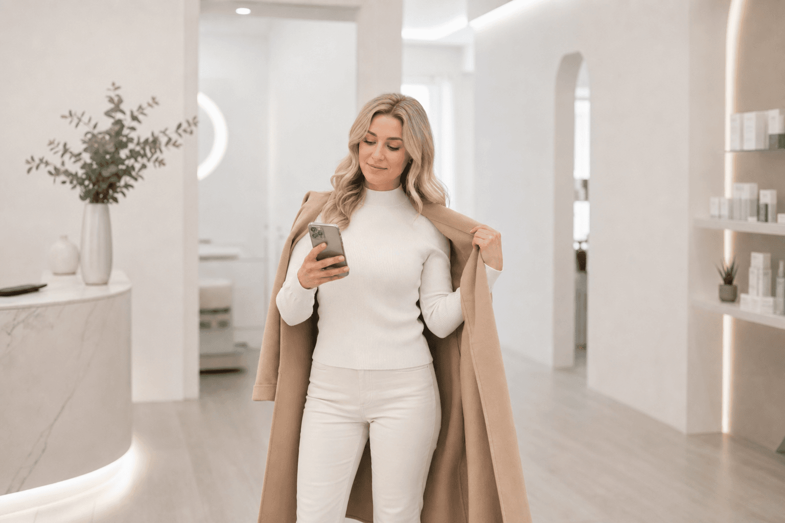 Client receiving an appointment reminder SMS from a beauty salon