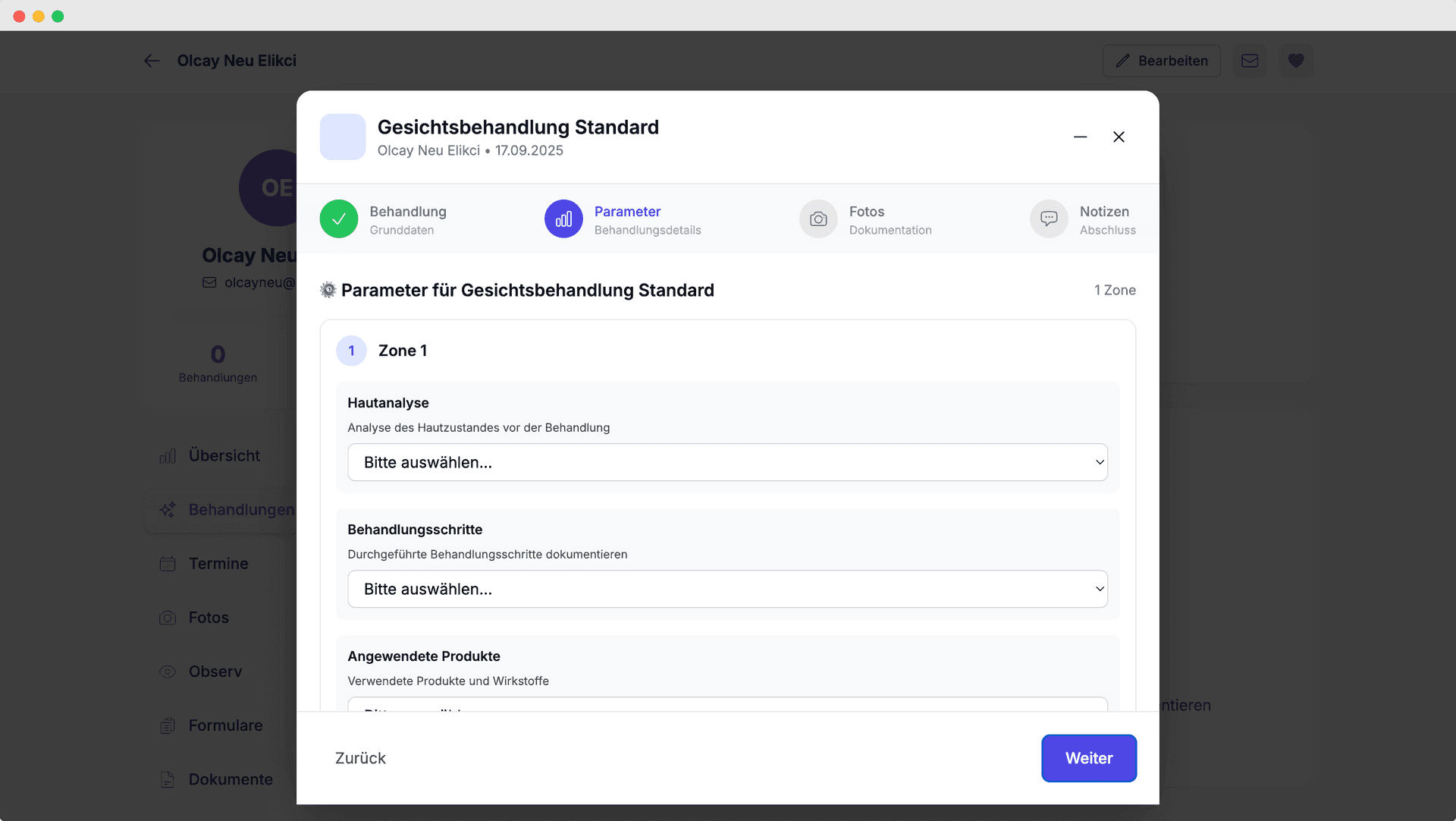 Treatflow Behandlungsdokumentation mit Fotos und Notizen