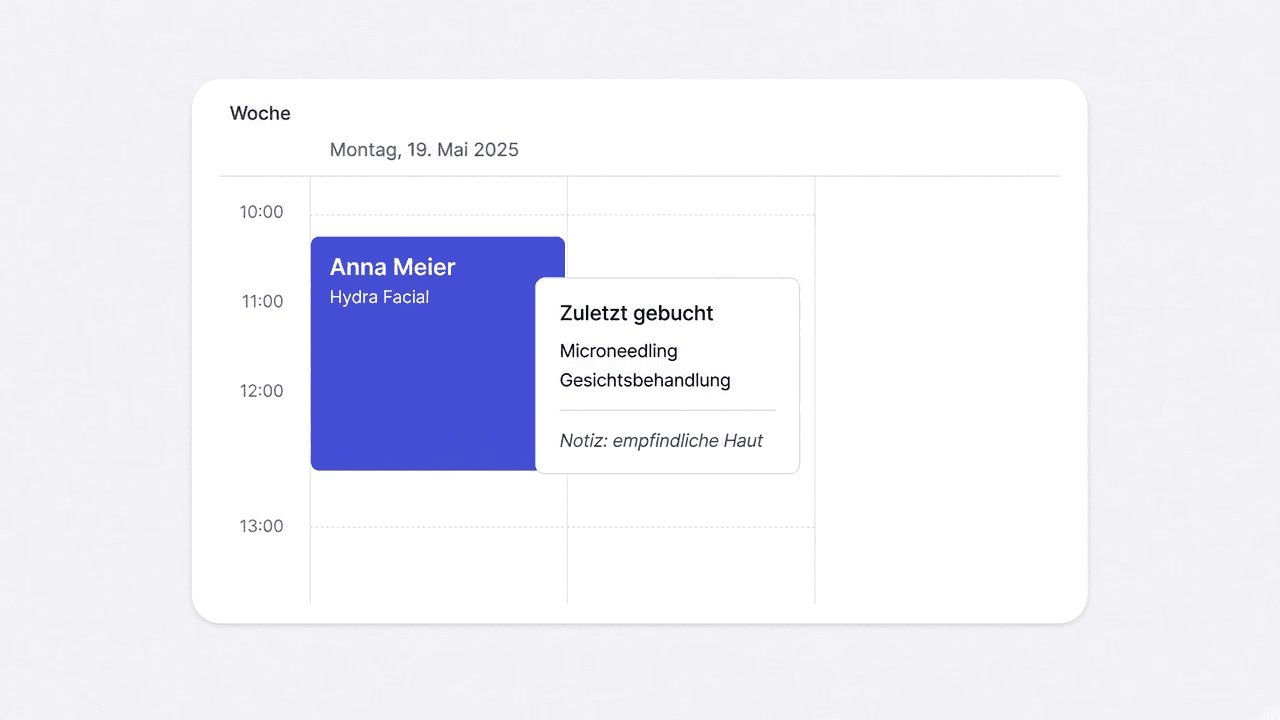 Last services and notes in the calendar