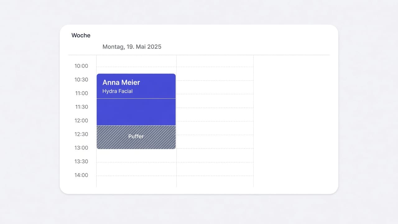 Pufferzeit im Kalender erkennbar