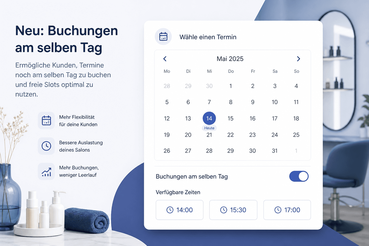 Buchungen am selben Tag optional erlauben