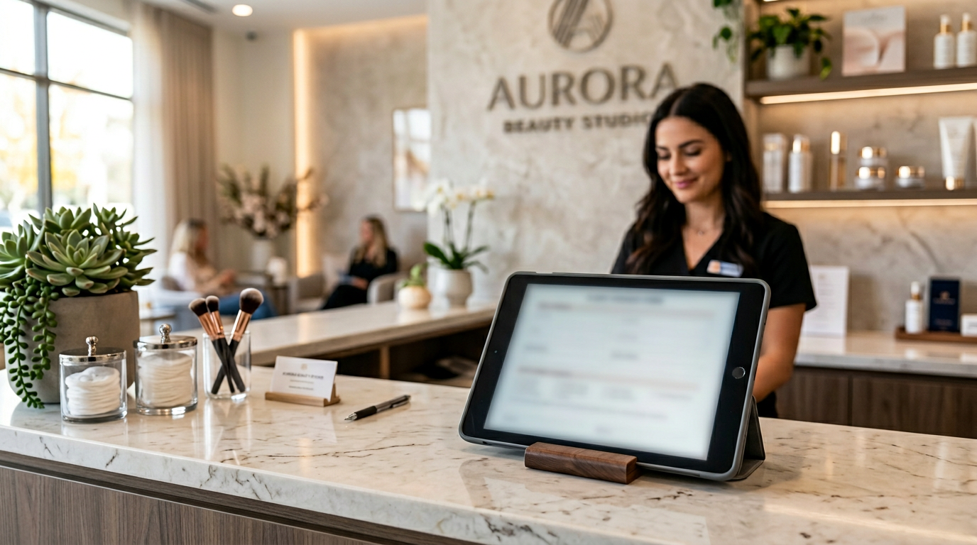 Digitale Anamnese am Tablet im Kosmetikstudio